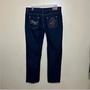 Coogi Boot Cut Embroidered Pockets Dark Wash Jeans Women 17/18 Blue NWT